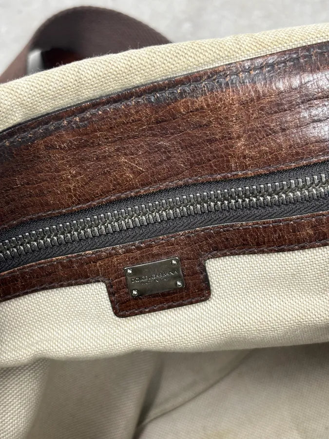AW2008 Dolce & Gabbana Brown Leather Vintage Messenger Bag tuhAESY 14