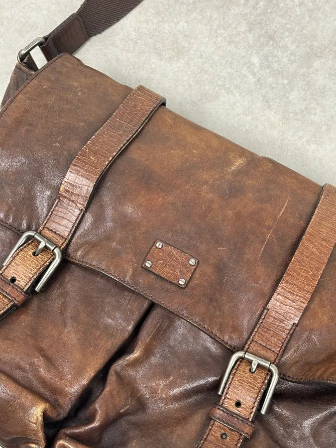 AW2008 Dolce & Gabbana Brown Leather Vintage Messenger Bag tuhAESY 8