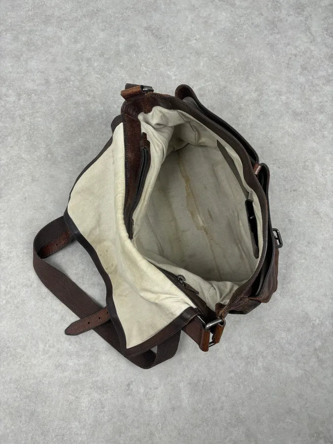 AW2008 Dolce & Gabbana Brown Leather Vintage Messenger Bag tuhAESY 10