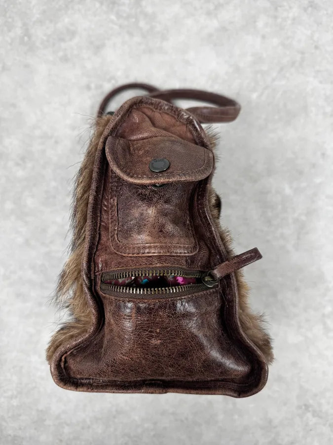 2000s Dolce & Gabbana Brown Multi-Pocket Fur Handle Bag dsyIKYn 8