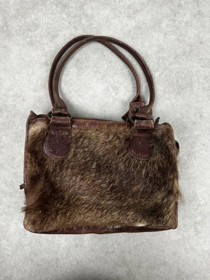 2000s Dolce & Gabbana Brown Multi-Pocket Fur Handle Bag dsyIKYn 1
