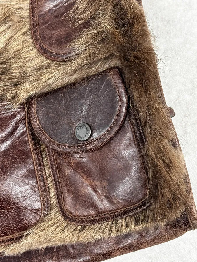 2000s Dolce & Gabbana Brown Multi-Pocket Fur Handle Bag dsyIKYn 6
