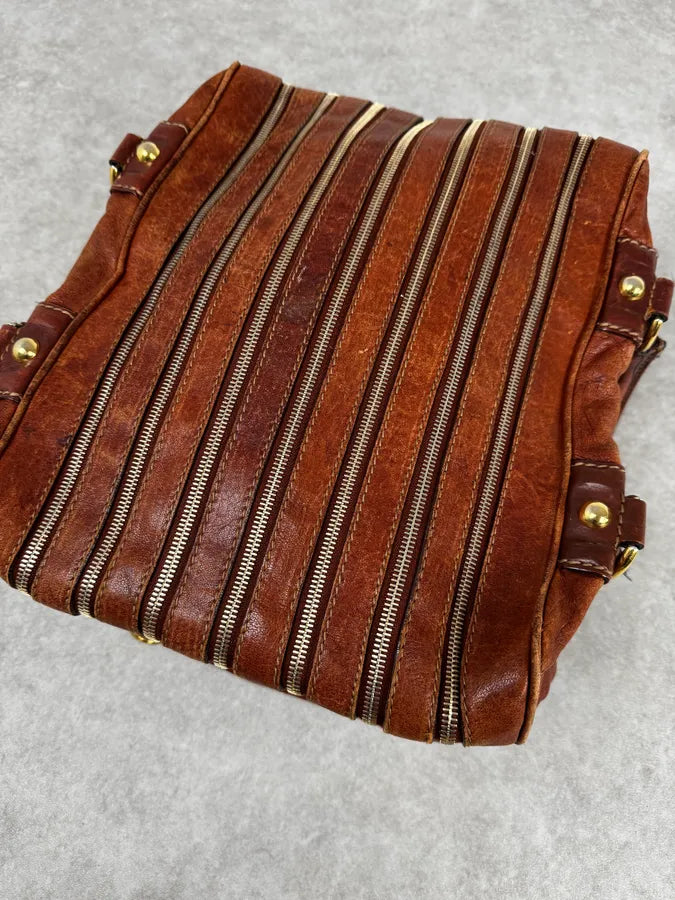 AW2010 Dolce & Gabbana Brown Multi Zip Leather Lily Bag RIOQyTK 5