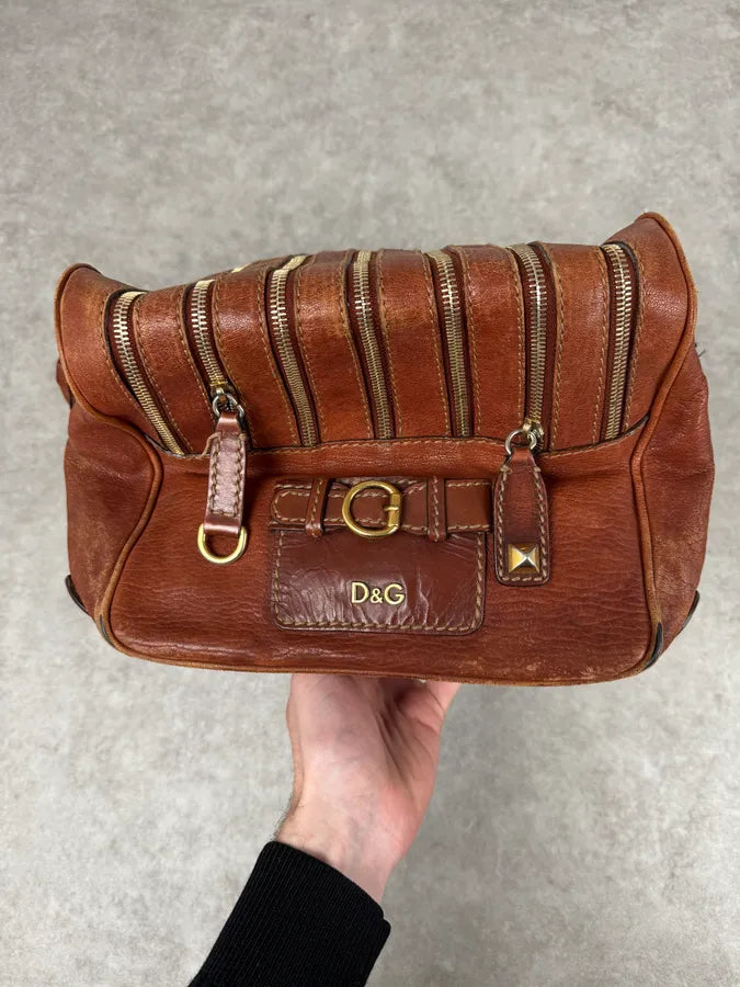 AW2010 Dolce & Gabbana Brown Multi Zip Leather Lily Bag RIOQyTK 9