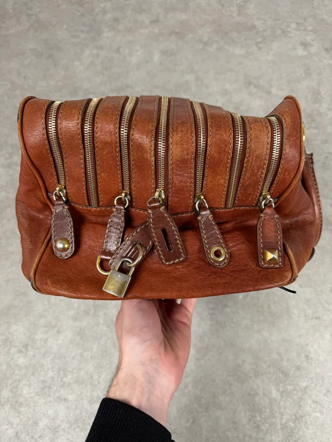 AW2010 Dolce & Gabbana Brown Multi Zip Leather Lily Bag RIOQyTK 8