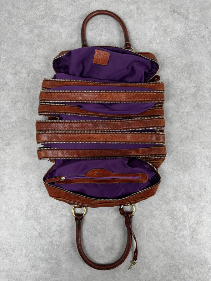 AW2010 Dolce & Gabbana Brown Multi Zip Leather Lily Bag RIOQyTK 3