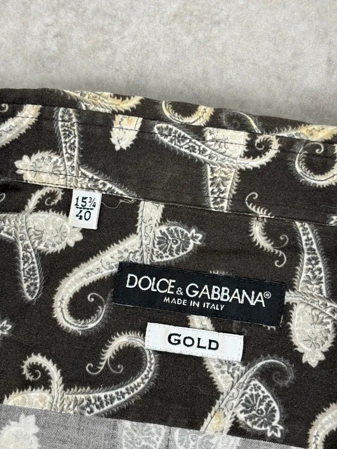 2010s Dolce & Gabbana Brown Paisley Shirt uWBrZPK 8