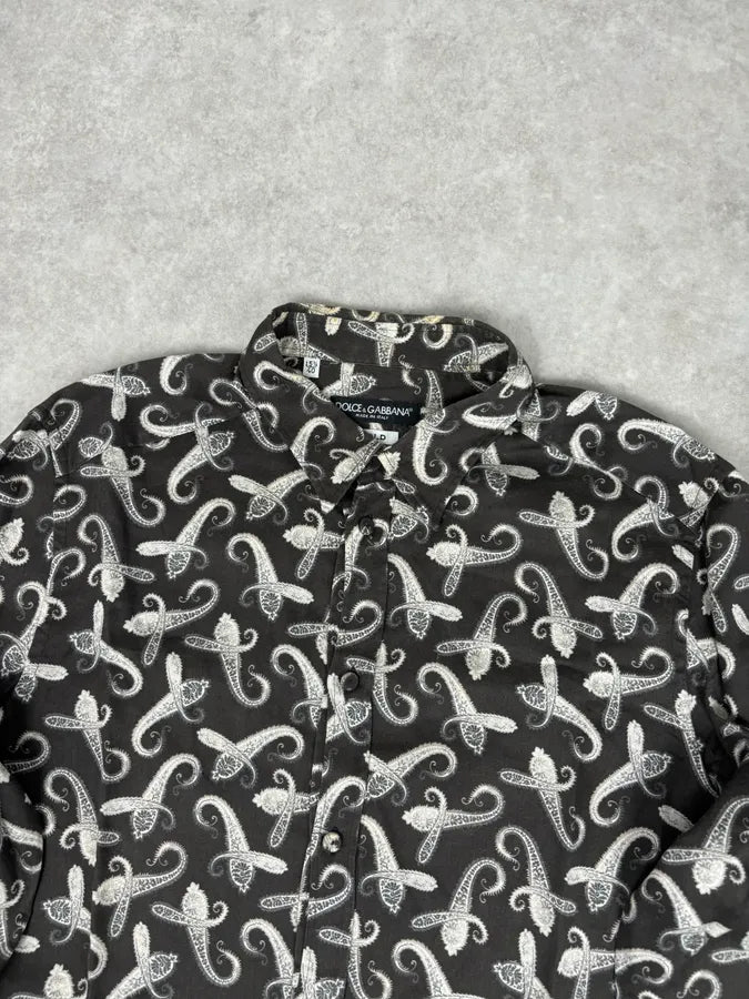 2010s Dolce & Gabbana Brown Paisley Shirt uWBrZPK 5