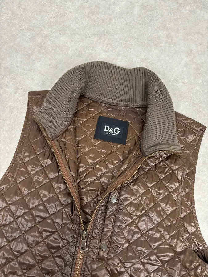 2000s Dolce & Gabbana Brown Quilted Nylon Vest GdATYBu 5