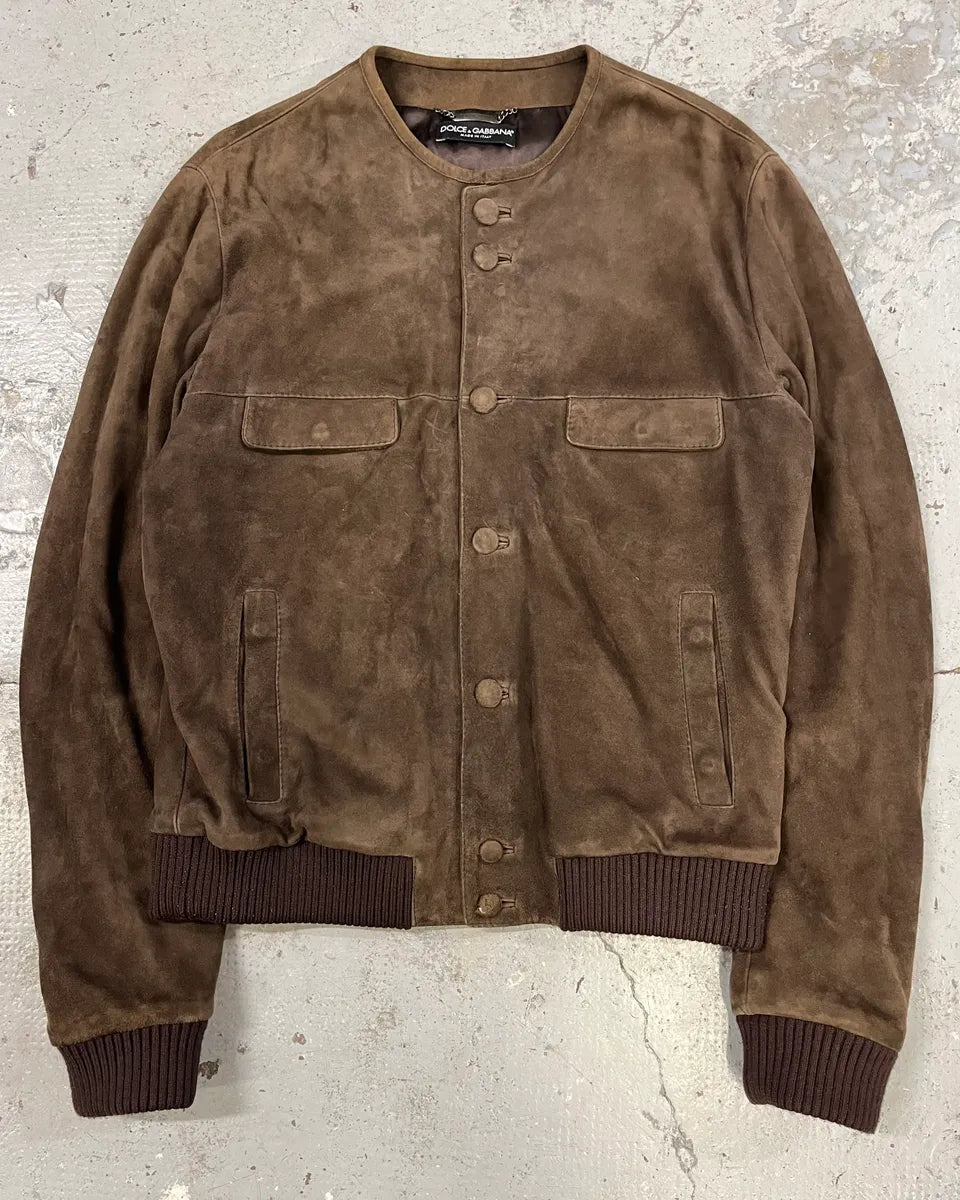 Dolce & Gabbana Brown Suede Simple Jacket fRKhQyw 0