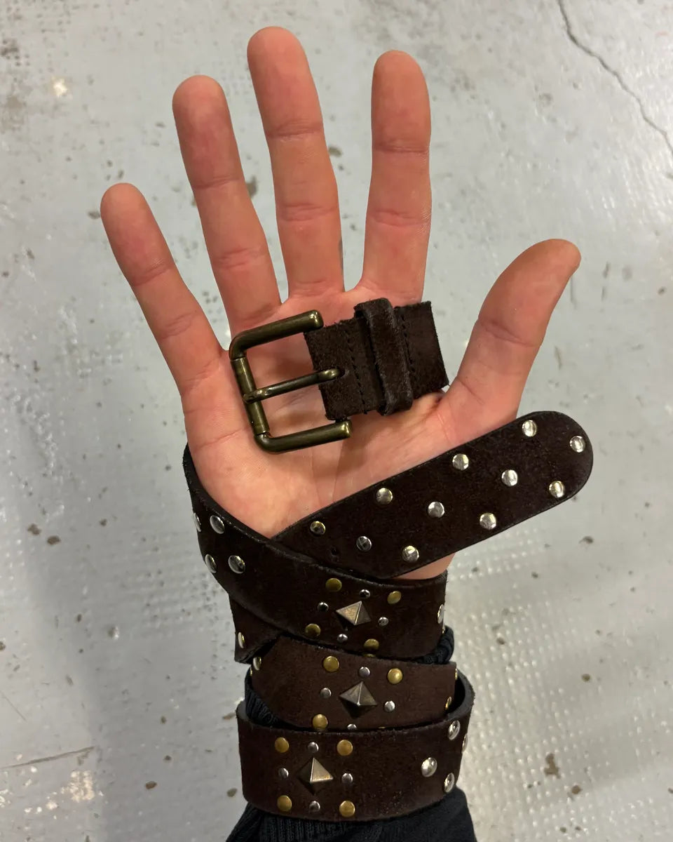 Dolce & Gabbana Brown Suede Studded Belt mfcMisv 0