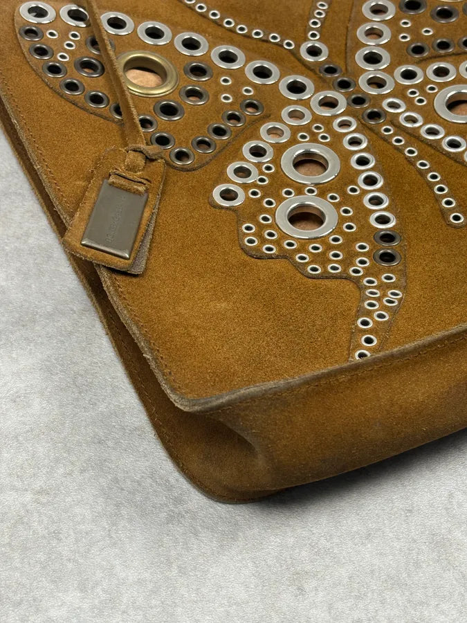 Dolce & Gabbana Brown Suede Studded Butterfly Shoulder Bag dohcPJJ 6