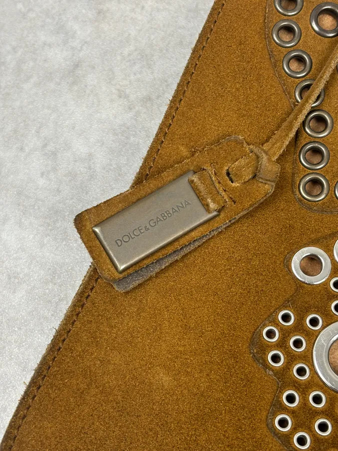 Dolce & Gabbana Brown Suede Studded Butterfly Shoulder Bag dohcPJJ 7