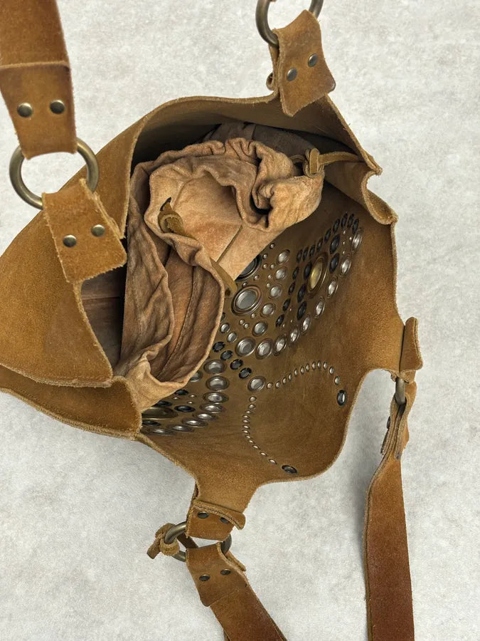 Dolce & Gabbana Brown Suede Studded Butterfly Shoulder Bag dohcPJJ 13