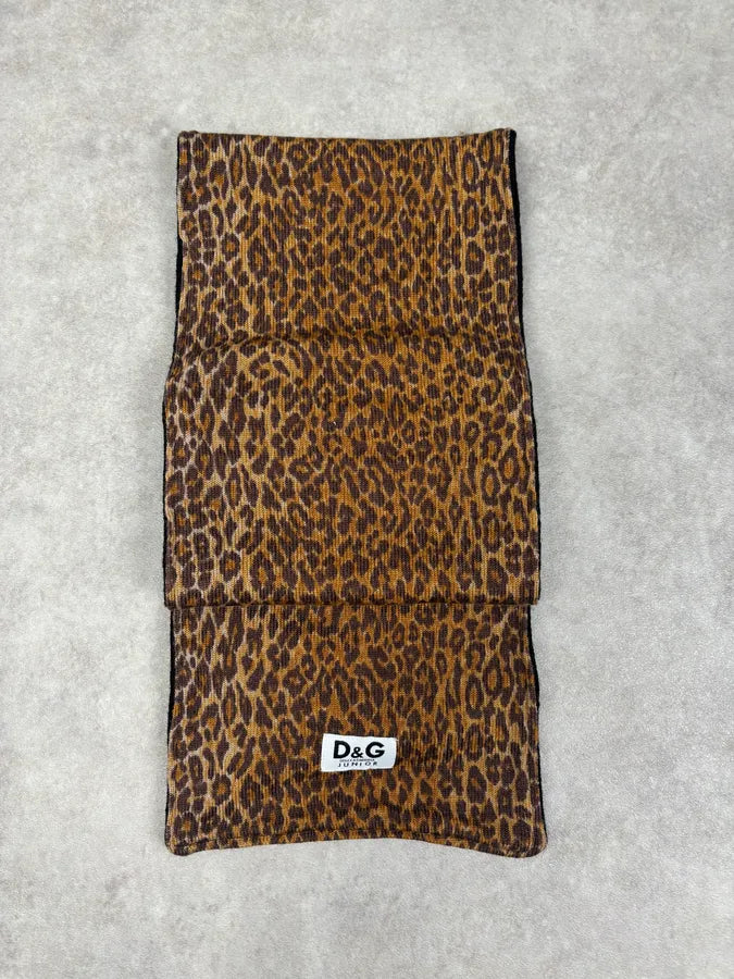 SS1999 Dolce & Gabbana Brown Wool Leopard Scarf oXBRAjS 2