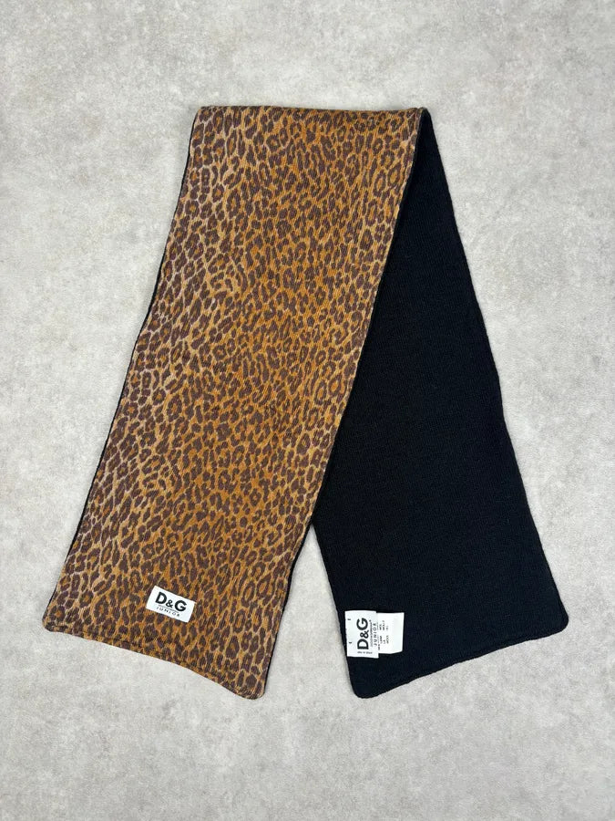 SS1999 Dolce & Gabbana Brown Wool Leopard Scarf oXBRAjS 0