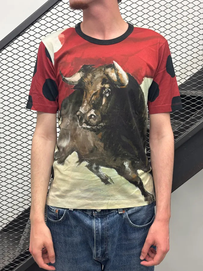 SS2015 Dolce & Gabbana Burgundy Cotton Bull T-Shirt nqOJcPP 1