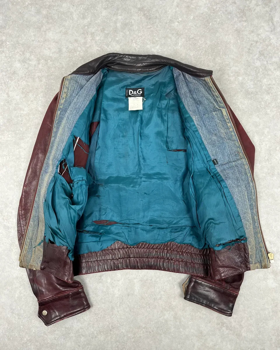 2000s Dolce & Gabbana Burgundy Moto Leather Jacket gPpouDq 7