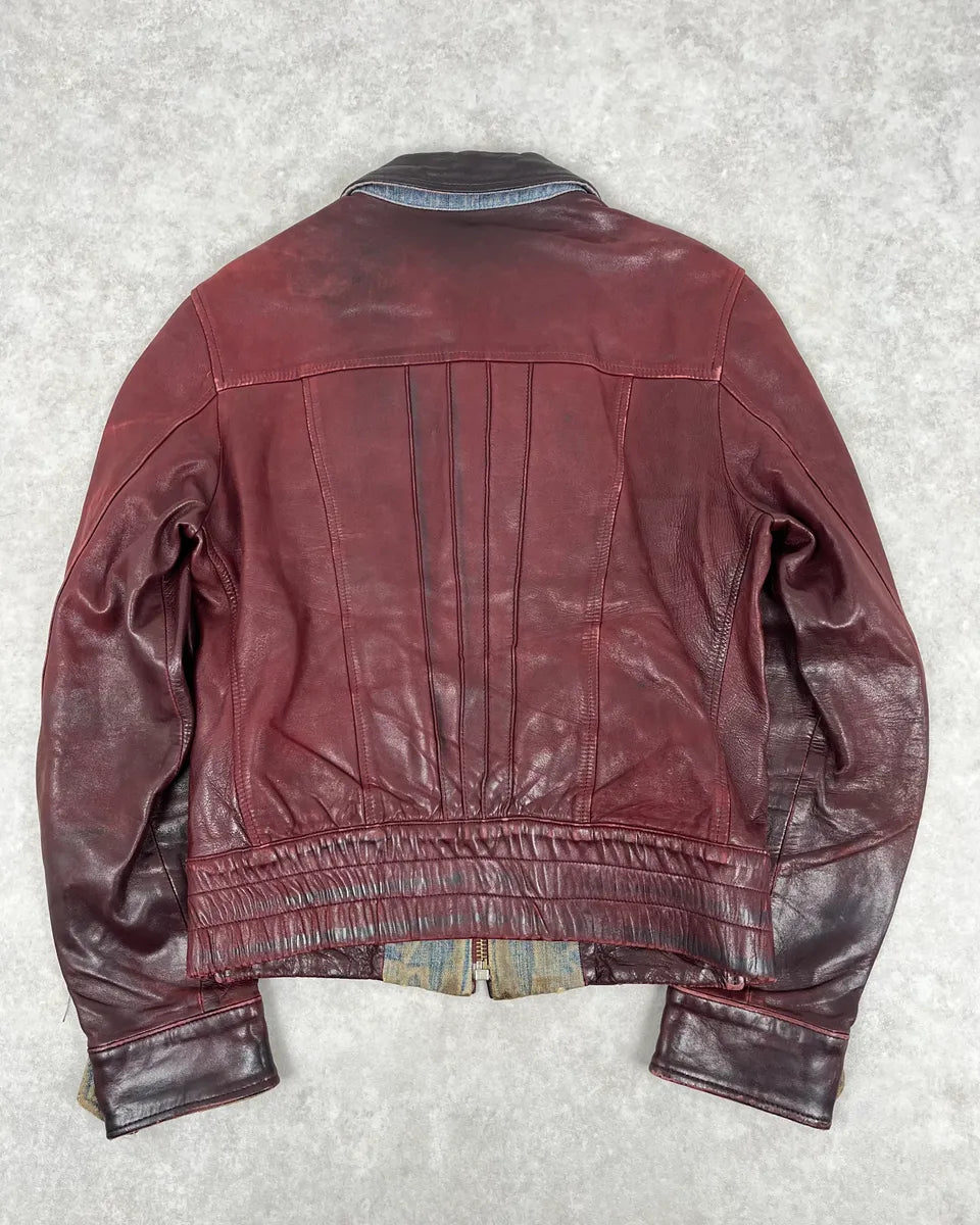 2000s Dolce & Gabbana Burgundy Moto Leather Jacket gPpouDq 5