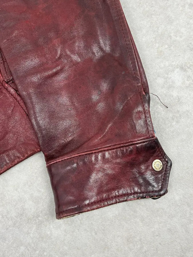 2000s Dolce & Gabbana Burgundy Moto Leather Jacket gPpouDq 8