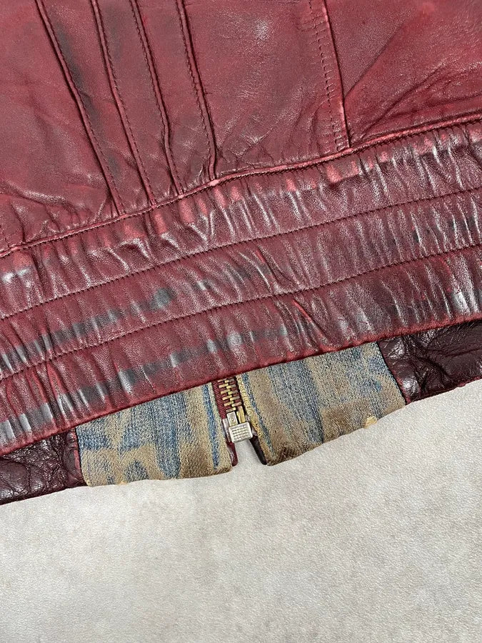 2000s Dolce & Gabbana Burgundy Moto Leather Jacket gPpouDq 9