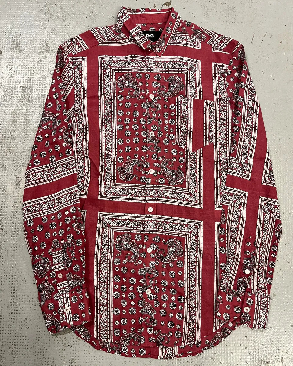 Dolce & Gabbana Burgundy Paisley Bandana Print Shirt VeTuCep 0