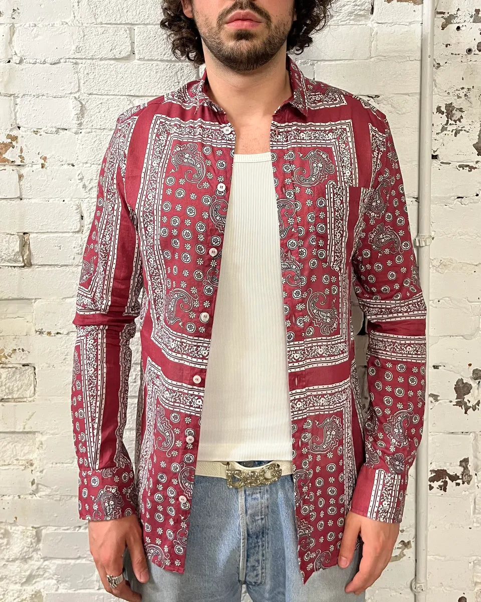 Dolce & Gabbana Burgundy Paisley Bandana Print Shirt VeTuCep 1