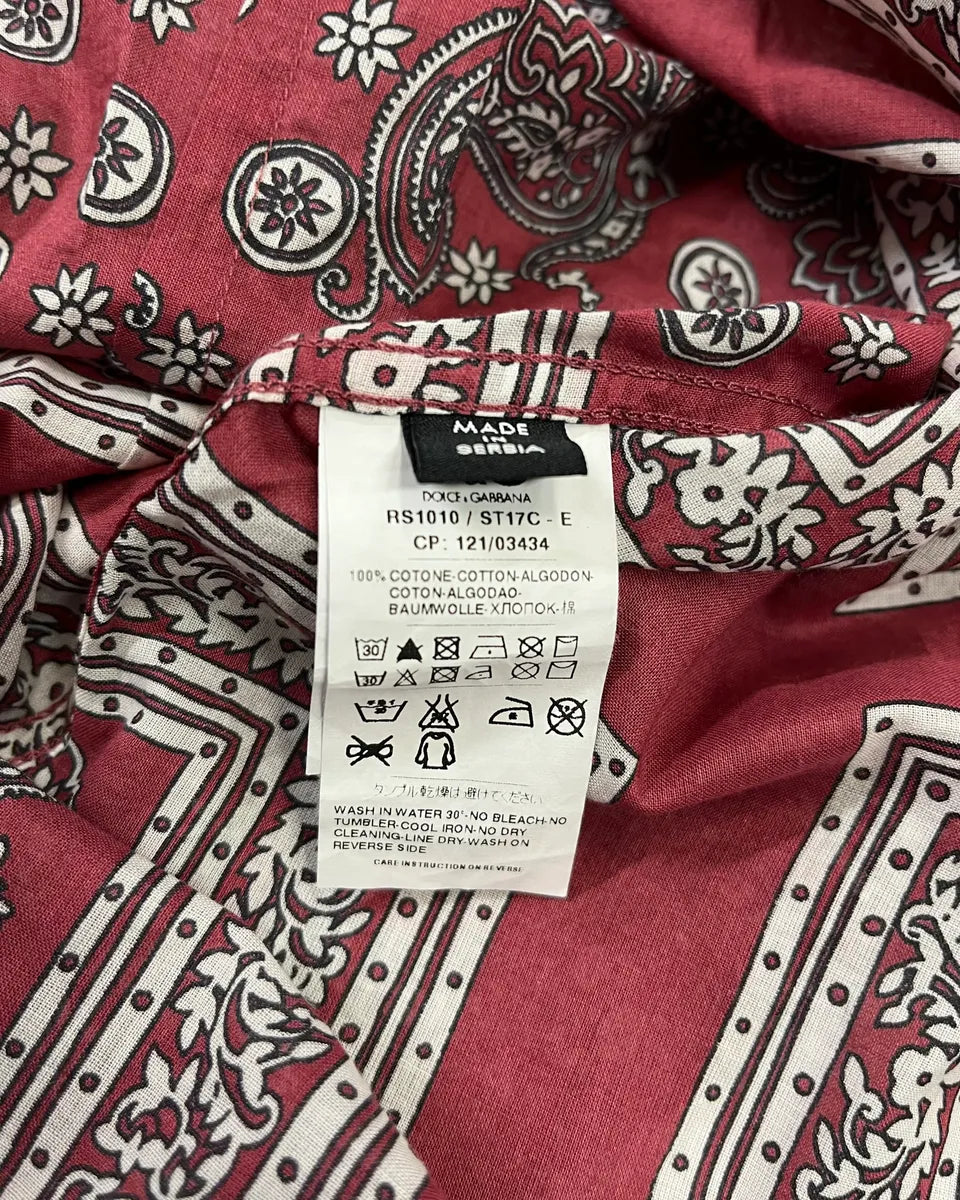 Dolce & Gabbana Burgundy Paisley Bandana Print Shirt VeTuCep 10