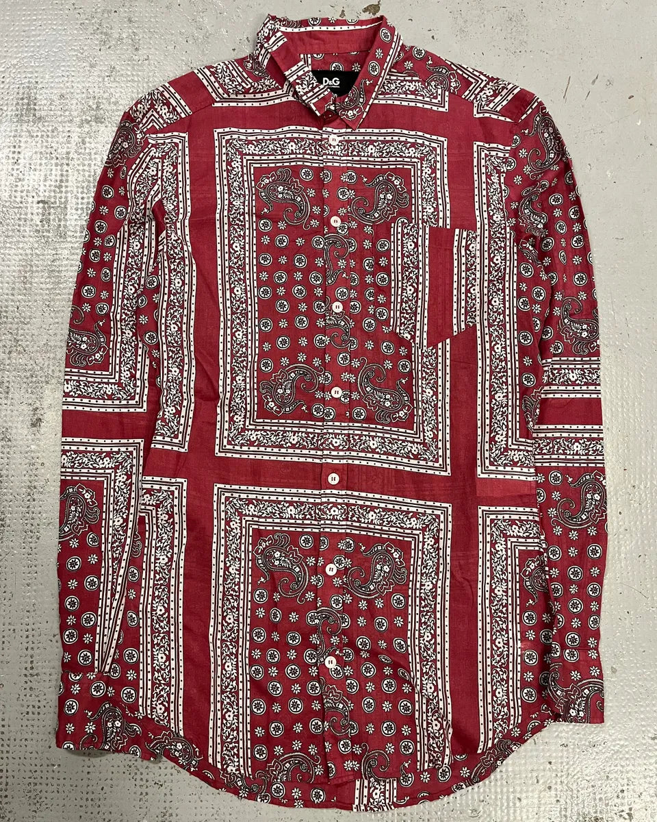 Dolce & Gabbana Burgundy Paisley Bandana Print Shirt VeTuCep 3