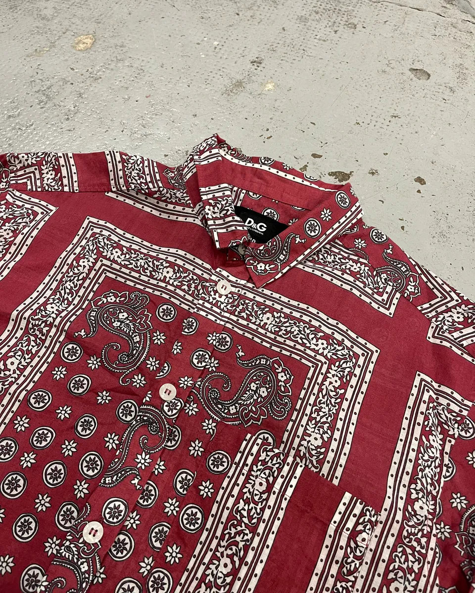 Dolce & Gabbana Burgundy Paisley Bandana Print Shirt VeTuCep 4
