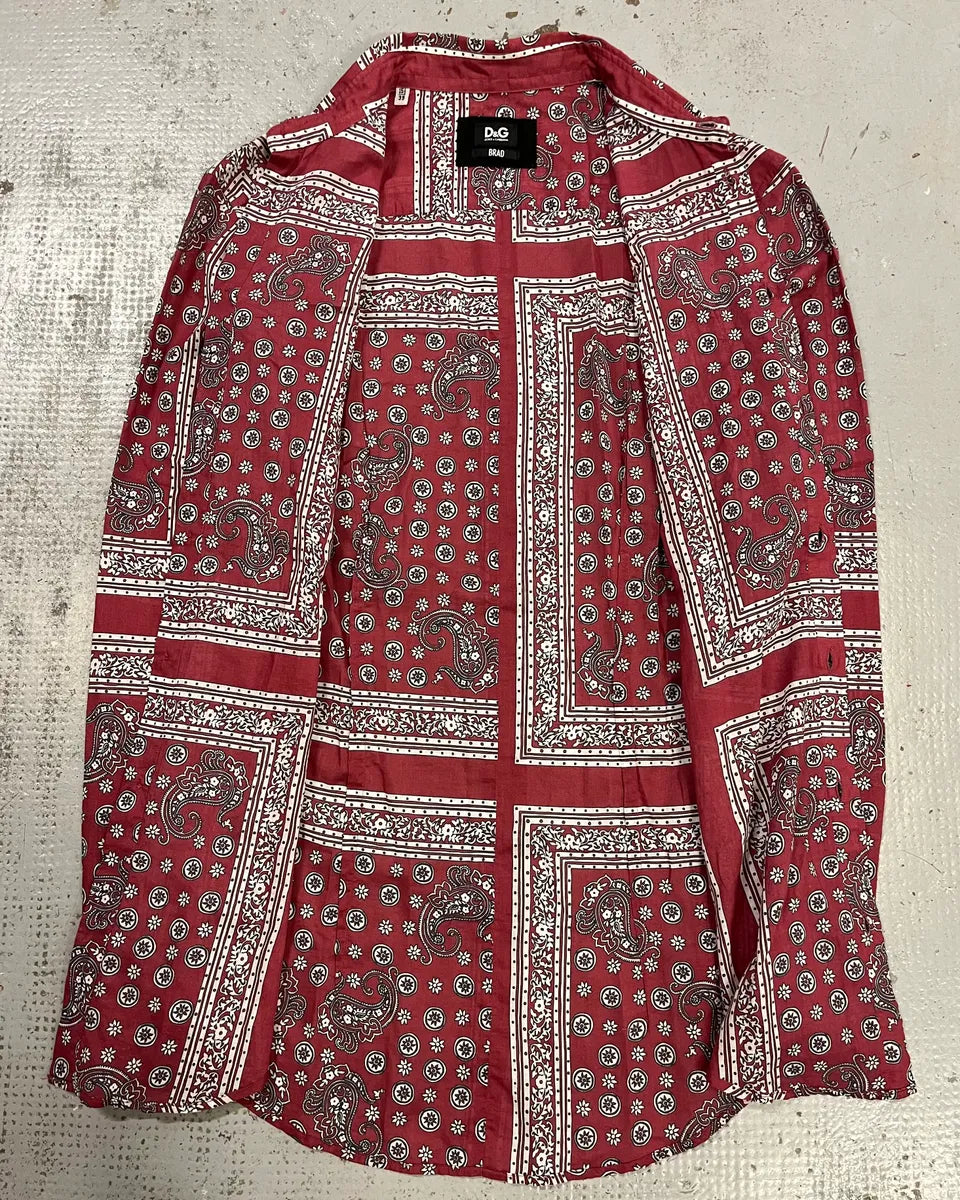 Dolce & Gabbana Burgundy Paisley Bandana Print Shirt VeTuCep 7