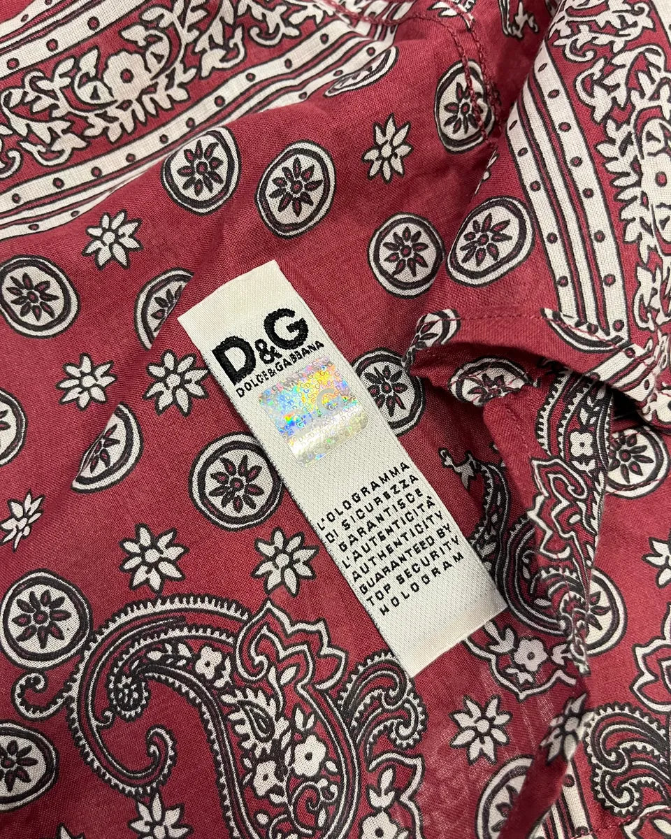 Dolce & Gabbana Burgundy Paisley Bandana Print Shirt VeTuCep 9