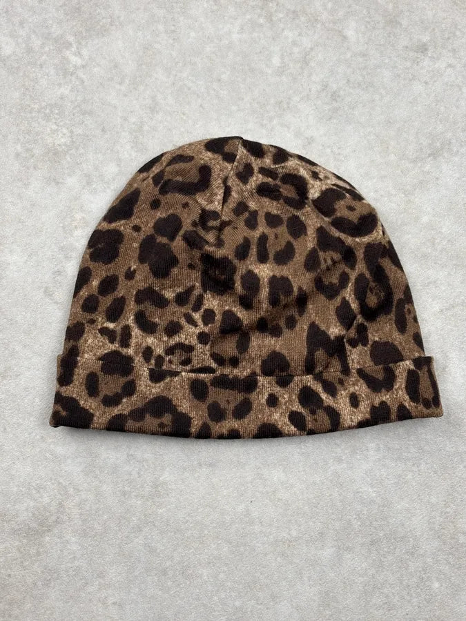 2010s Dolce & Gabbana Camel Leopard Print Beanie ViCiaFv 4