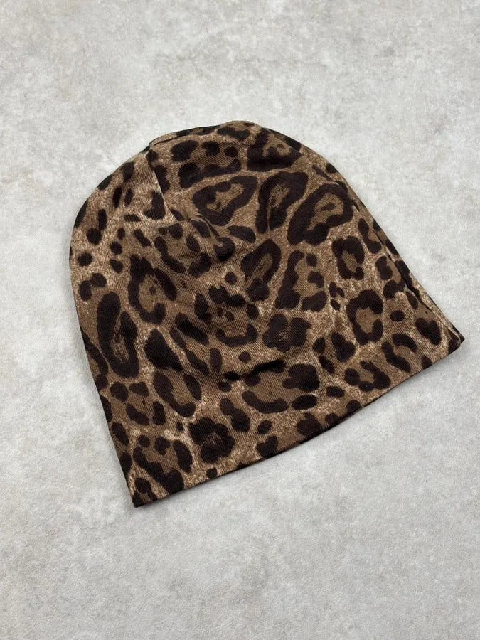 2010s Dolce & Gabbana Camel Leopard Print Beanie ViCiaFv 3