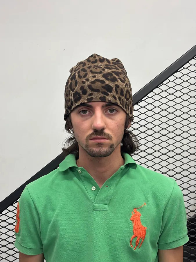 2010s Dolce & Gabbana Camel Leopard Print Beanie ViCiaFv 1