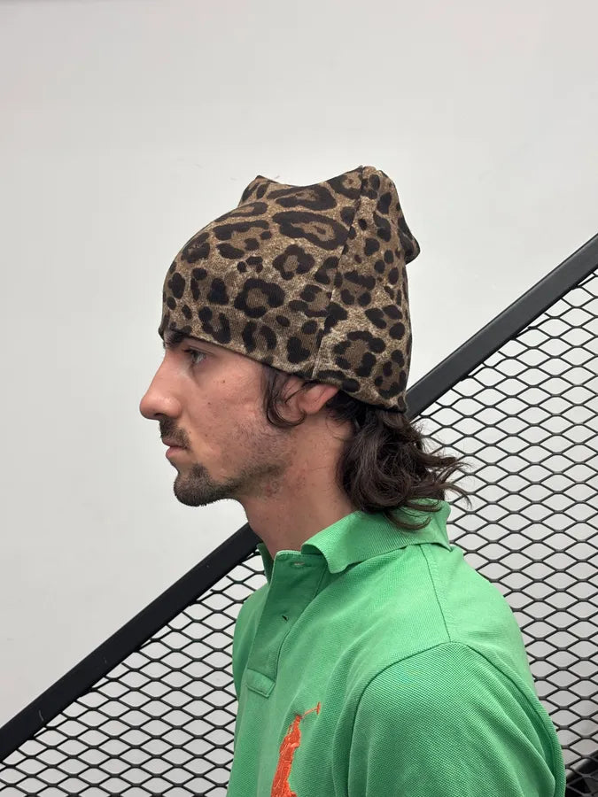 2010s Dolce & Gabbana Camel Leopard Print Beanie ViCiaFv 2