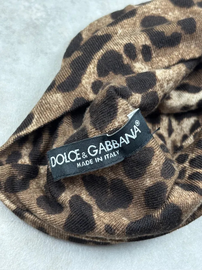 2010s Dolce & Gabbana Camel Leopard Print Beanie ViCiaFv 9