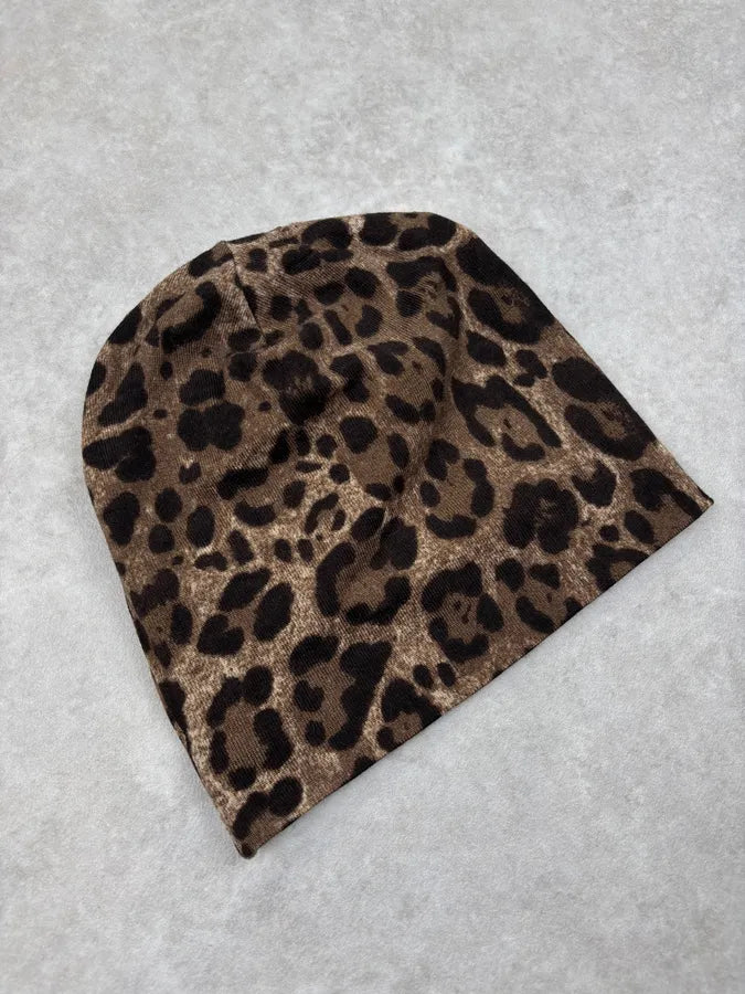 2010s Dolce & Gabbana Camel Leopard Print Beanie ViCiaFv 6