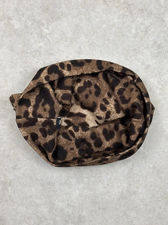 2010s Dolce & Gabbana Camel Leopard Print Beanie ViCiaFv 8