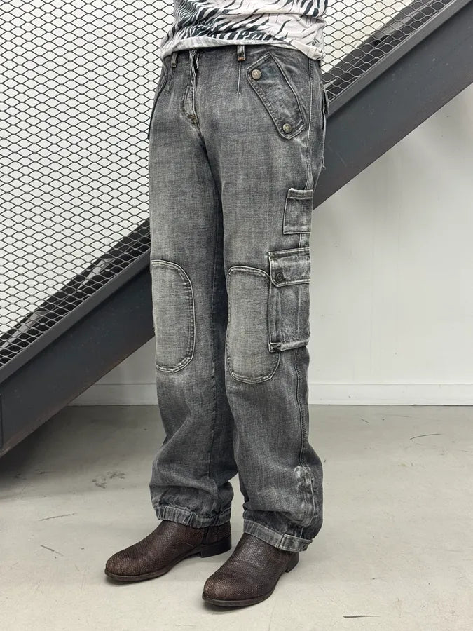 AW2003 Dolce & Gabbana Cargo Grey Denim Jeans QrWOeph 2