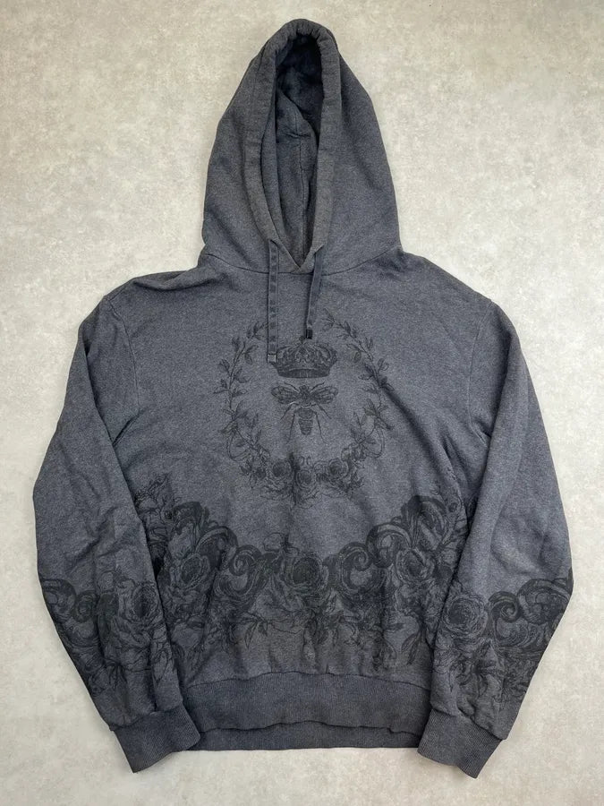 2010s Dolce & Gabbana Charcoal Obscure Baroque Grey Hoodie txeAVyd 0