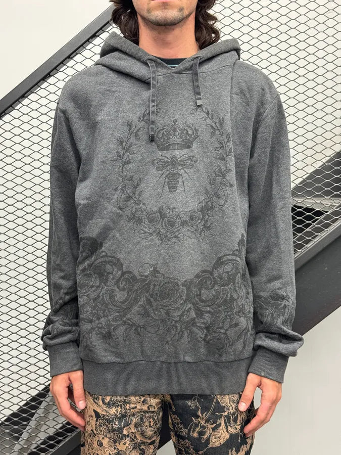 2010s Dolce & Gabbana Charcoal Obscure Baroque Grey Hoodie txeAVyd 1