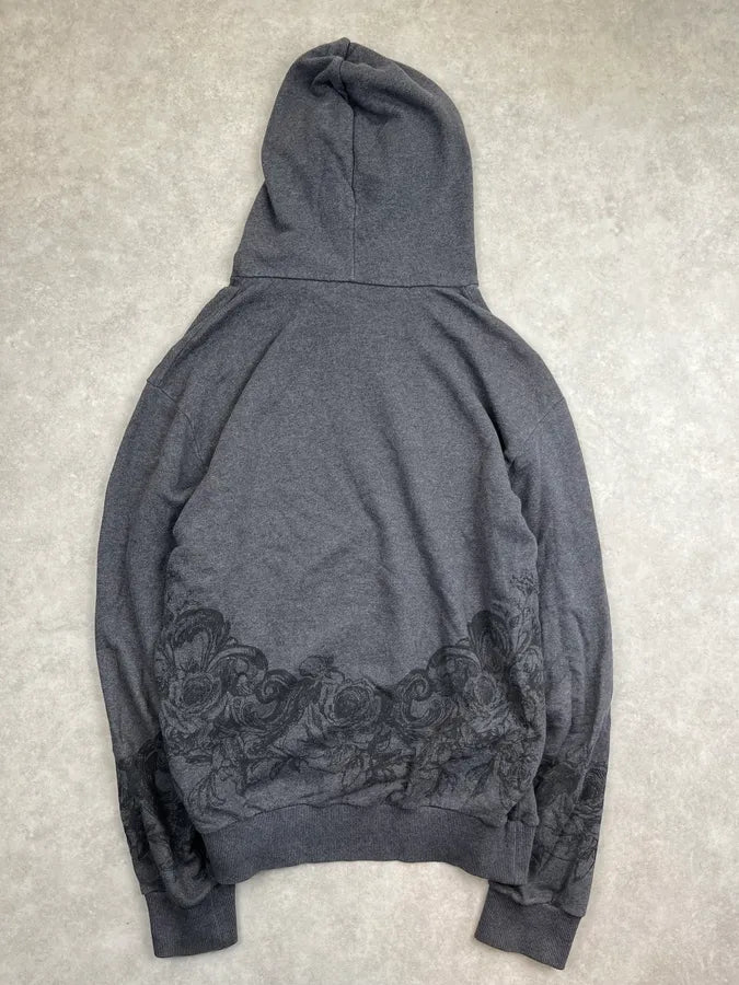 2010s Dolce & Gabbana Charcoal Obscure Baroque Grey Hoodie txeAVyd 3
