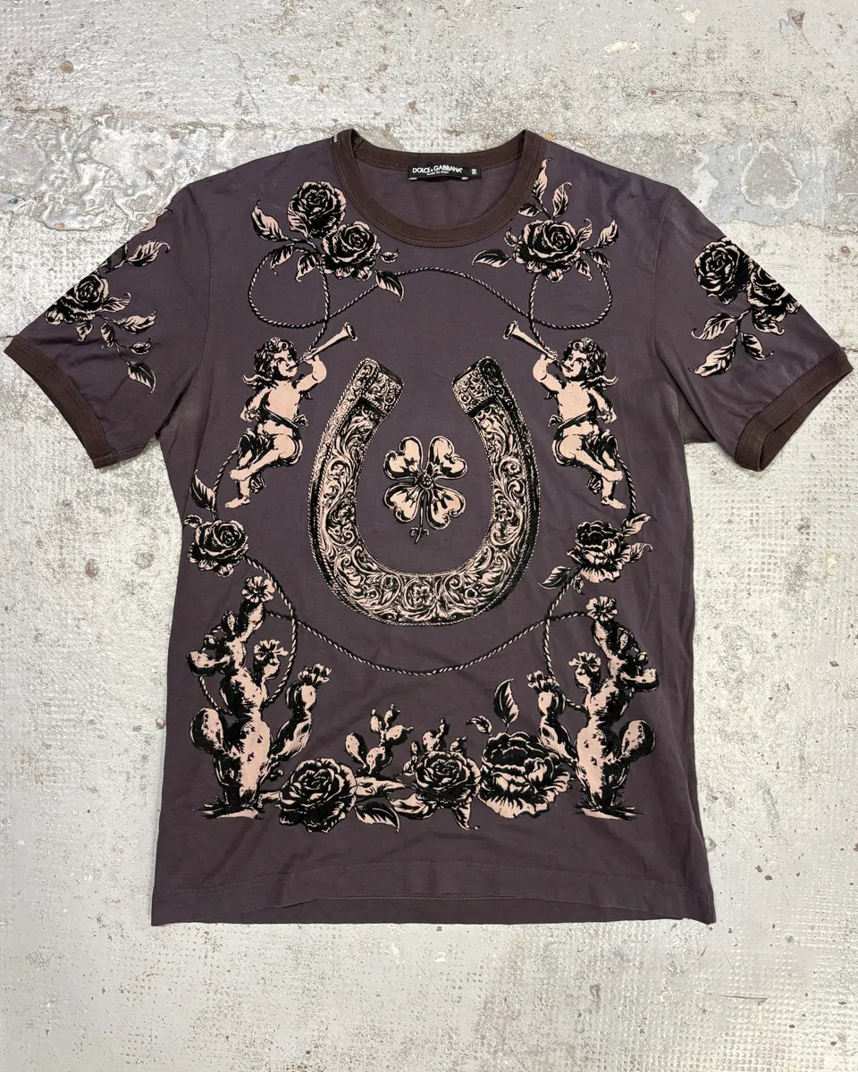 2010s Dolce & Gabbana Grey Baroque Angels T-Shirt AFzWiMV 0