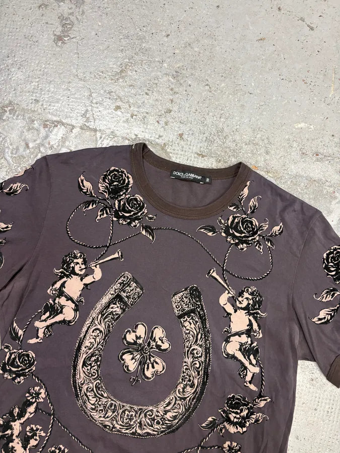 2010s Dolce & Gabbana Grey Baroque Angels T-Shirt AFzWiMV 3