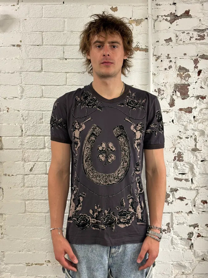 2010s Dolce & Gabbana Grey Baroque Angels T-Shirt AFzWiMV 1