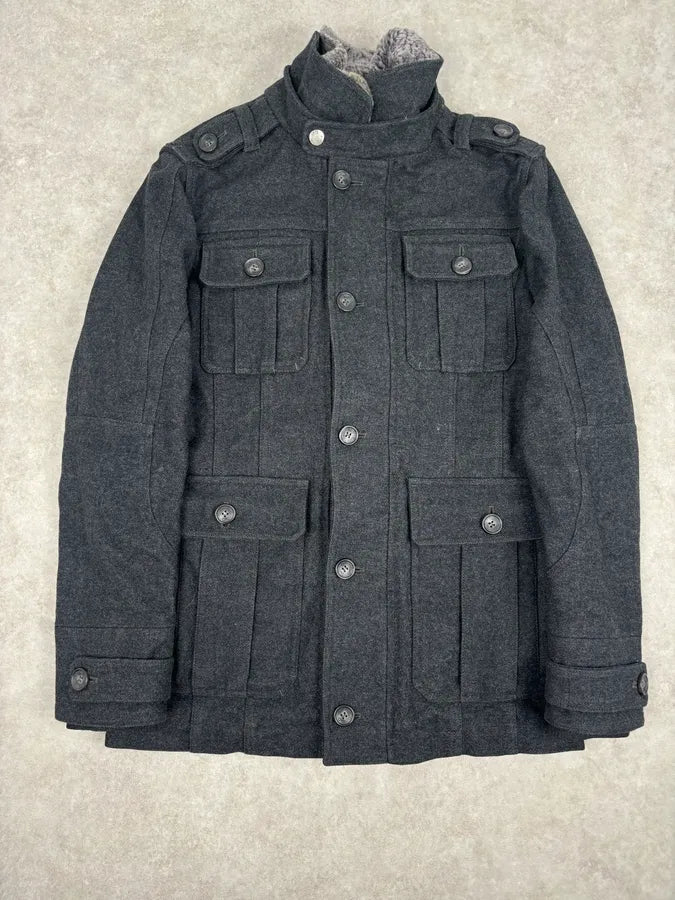 AW2010 Dolce & Gabbana Charcoal Wool Multi-Pocket Coat euWElJg 3