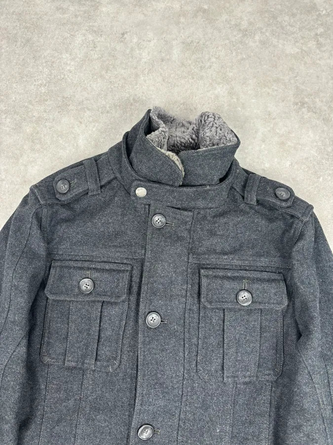 AW2010 Dolce & Gabbana Charcoal Wool Multi-Pocket Coat euWElJg 4