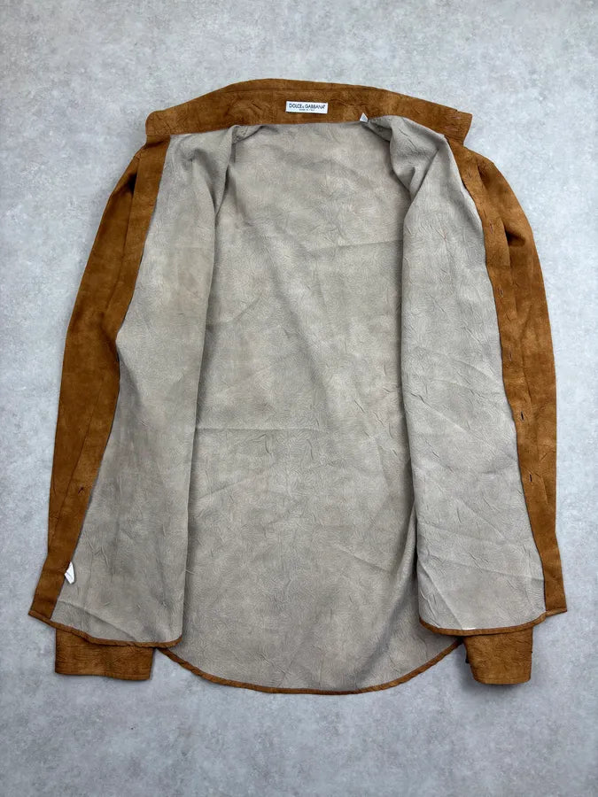 1990s Dolce & Gabbana Cognac Marble Effect Shirt RmGGTKQ 6