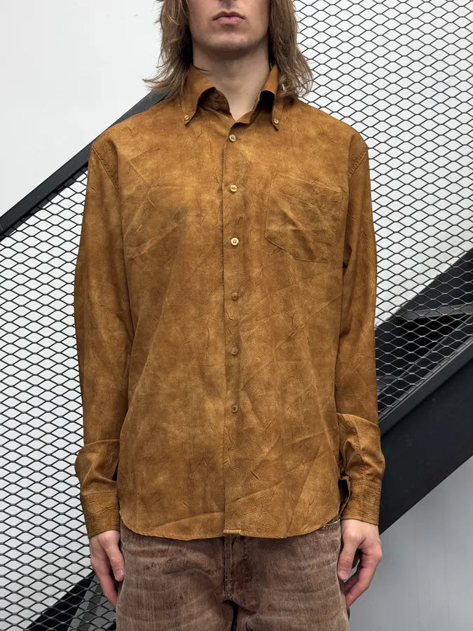 1990s Dolce & Gabbana Cognac Marble Effect Shirt RmGGTKQ 1